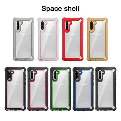 Drop Resistant Hard Phone Case for Samsung Galaxy Note 10+, Colored Bumper and Transparent Back Cover