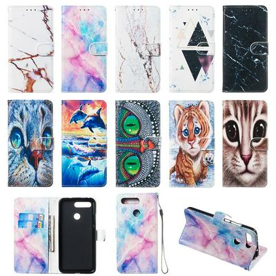 Colored Cat Tiger Owl Dolphin Pattern PU Leather + Soft TPU Card Slots with Stand Wallet Protective Case for Huawei Honor View 20 / Honor V20 
