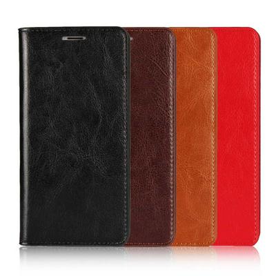 Black Red Brown Coffee Side Flip Genuine Leather + PC Card Slots with Wallet and Stand Support Protective Cover Case for Huawei Honor 7X