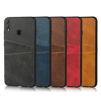 Card Phone Case for Huawei Honor 8X, Calfskin-like Leather Phone Cover with Two Card Slots