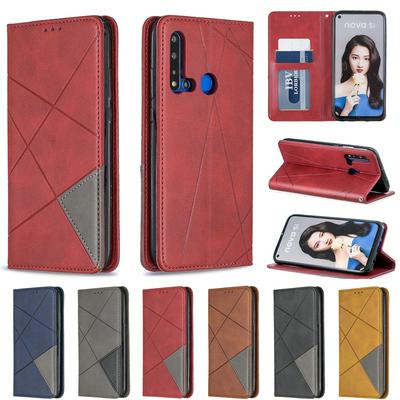 HUAWEI P20 LITE /NOVA 5I PU+TPU Clamshell Phone Case Geometric Mosaic Pattern Retro Simple Solid Color Style Leather Phone Case for HUAWEI P20 LITE /NOVA 5I Phone Case