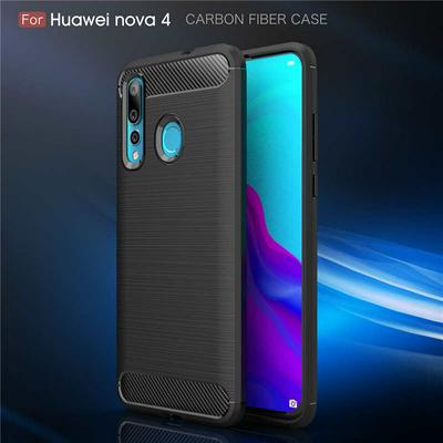 Brushed Texture Non-Slip Anti-Scratch Shockproof Soft TPU Back Cover Case for Huawei Nova 4