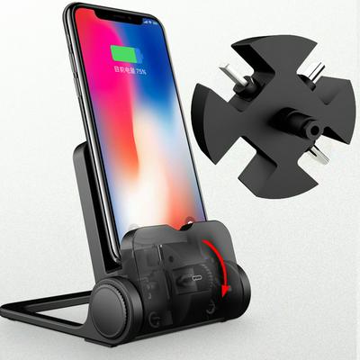 General Style 3 in 1 360 Degree Rotate 5W Folding Desktop Charging Base Charger Holder for Apple Type-C Micro USB Interface Devices