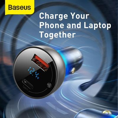 Baseus Metal Digital Display Dual QC+PPS Fast Charge Car Charger C+U 65W