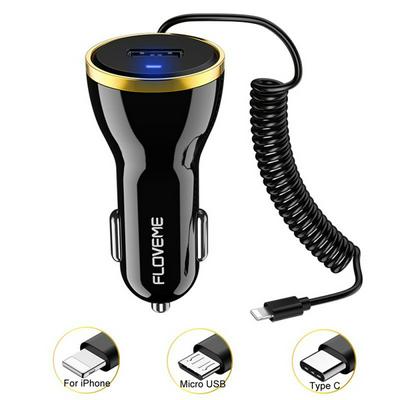 2 Kinds Changing Car Charger Phone Mini USB Car Charger 8 PIN Type-C Micro USB Charger Mobile Phone Adapter 
