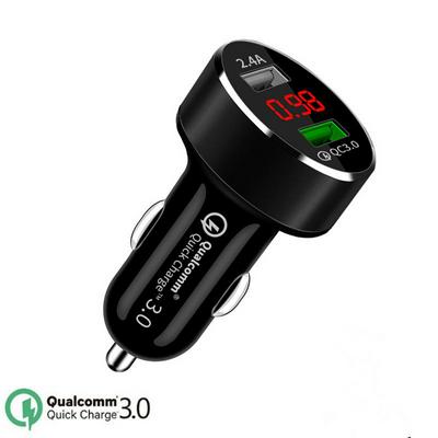 Universal Dual USB Car Charger Quick Charge 3.0 3.1A Aluminum Digital LED Display Car Fast Charging 