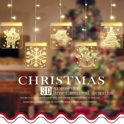 5 Packs Christmas Lantern LED Remote USB Light Acrylic Plate 3D Hanging Lamp