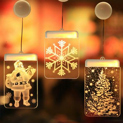 Christmas Lantern LED Battery Light Acrylic Plate 3D Hanging Lamp