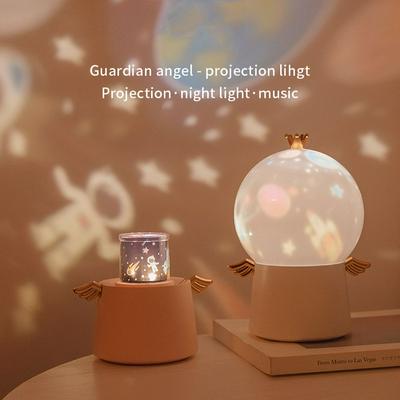 Guardian Angel Projection Lamp LED Multifunctional Dream Starry Sky Rotating Music Night Light