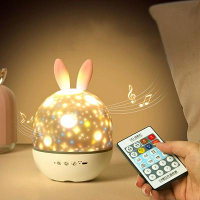 Rechargeable Remote Control Version Starry Sky Projection Lamp LED Romantic Dream Rotating Cute Rabbit Night Light