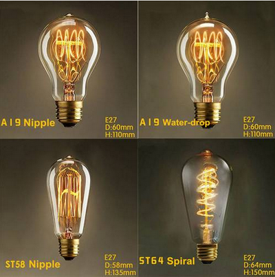 Tungsten Bulb 40W E27 220V Vintage Edison Bulb Antique Industrial Style Bulb Engineering Bulb Villa Bulb