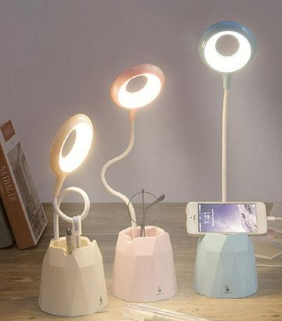 Charging Small Table Lamp Led Children's Bedroom Pen Holder Touch Sensor Reading Student Table Light