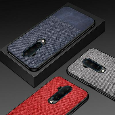 Stitching Style Calfskin-Like Upper and Lower Leather-Coated Hard PC + Soft TPU Back Cover Case for OnePlus 7T Pro
