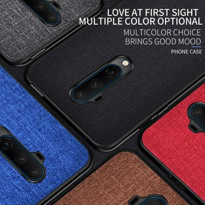 Cloth Pattern Shockproof Leather-Coated Hard PC + Soft TPU Back Cover Case for OnePlus 7T Pro