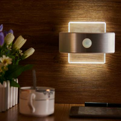 Infrared Motion Sensor LED Night Light Battery+USB Charging Wall Lamp for Bedroom Cabinet Stairwells Kitchen Closet