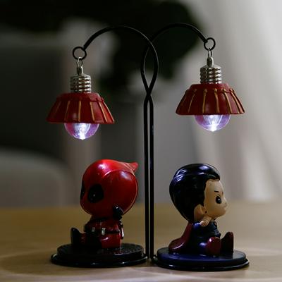 Cartoon Super Hero Night Light Sitting Under The Lamp Retro Resin Ornament for Bedroom