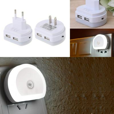 Intelligent Energy-Saving Aperture Light Control Induction Dual USB 5V LED Charging Night Light