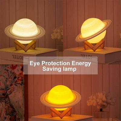 LED Saturn Night Lights USB Rechargeable Bedside Bedroom Study Energy Saving Lamp