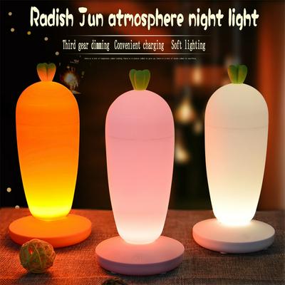 Cute Eye-care Night Light USB Rechargeable Bedside Lamp with 3 Brightness Levels for Kids' Room