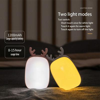 Elk Night Lights Decorations Student Girls Children Reading Lamp Christmas Birthday Gifts USB Eye Protective Touch Sensor