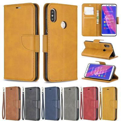 Wallet Case for Redmi Note 5, Plain Imitation Leather Phone Case with Card Slots and Hidden Kickstand