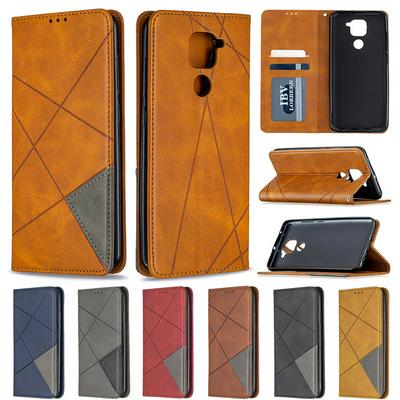 Rhombus Pattern Shockproof PU Leather Phone Protective Case with Magnetic and Stand for Xiaomi Redmi Note 9 / Redmi 10X 4G