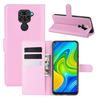 Solid Color Litchi Pattern Shock-Absorption Side Flip PU Leather + Soft TPU Card Slots with Magnetic Buckle and Stand Wallet Case for Xiaomi Redmi Note 9 / Redmi 10X 4G