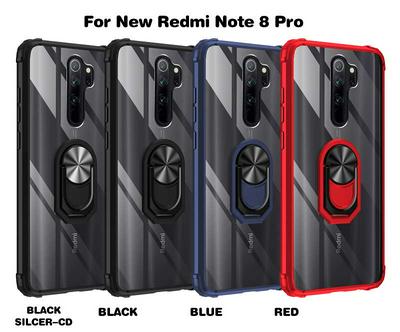 Sergeant Acrylic Shock Absorption and Anti-fall PC+TPU Phone Case with Metal Ring Kickstand and Metal Patch for Xiaomi Redmi Note 8 Pro