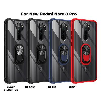 2 in 1 Detachable Anti-fall Shockproof Hard PC Bracket Acrylic Back Cover Case with Kickstand Ring for Xiaomi Redmi Note 8 Pro