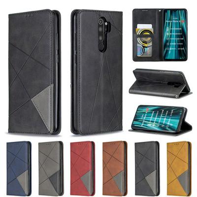 Diamond Pattern PU Leather + Soft TPU Card Slots with Stand Wallet and Magnetic Absorb Protective Case for Xiaomi Redmi Note 8 Pro