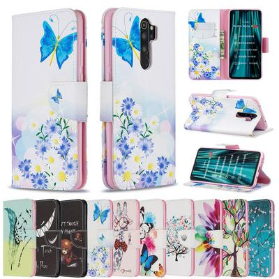 Colored Painting Shockproof Side Flip PU Leather + Soft TPU Card Slots with Magnetic Buckle and Stand Wallet Case for Xiaomi Redmi Note 8 Pro