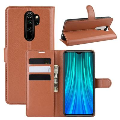 Lichee Pattern Side Flip Wallet Style PU Leather + Soft TPU Card Holder with Stand and Magnetic Buckle Case for Xiaomi Redmi Note 8 Pro 