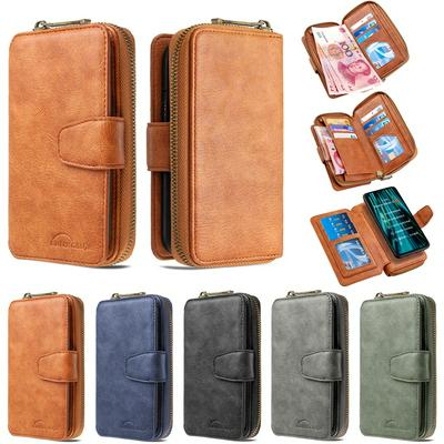 BF001 Style Multi-Function PU Leather + Detachable Magnetic Leather Coated TPU Back with Card Slots Picture Frame Magnetic Buckle Support Wireless Charging Zipper Wallet Bag Case for Xiaomi Redmi Note 8 Pro