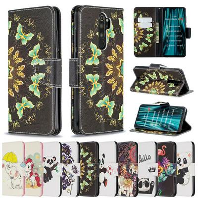 Colored Painting Shockproof Side Flip PU Leather + Soft TPU Card Slots with Magnetic Buckle and Stand Wallet Case for Xiaomi Redmi Note 8 Pro