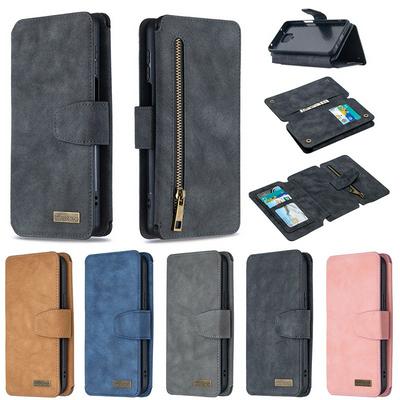 Frosted Zipper Wallet BF07 Type Detachable Scratch Resistant PU Leather Phone Case for Xiaomi Redmi Note 9 Pro / Note 9S