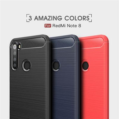 Carbon Fiber Pattern Brushed Metal Soft TPU Back Cover Case for Xiaomi Redmi Note 8 