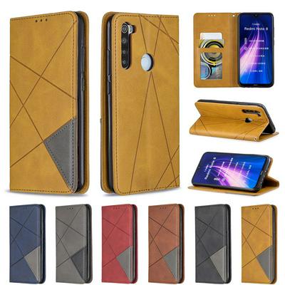Diamond Pattern PU Leather + Soft TPU Card Slots with Stand Wallet and Magnetic Absorb Protective Case for Xiaomi Redmi Note 8