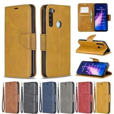 Sheep Skin Pattern PU Leather + Soft TPU Card Slots with Stand Wallet and Wrist Strap Protective Case for Xiaomi Redmi Note 8 