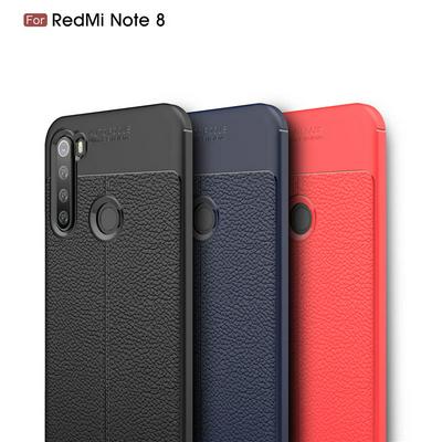 Lichee Skin Pattern PU Leather Coated Soft TPU Back Cover Case for Xiaomi Redmi Note 8