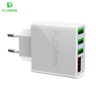 FLOVEME EU Plug 15W 3 Ports+LED Display 3A Fast Charge Real-Time Monitoring USB Charging Travel USB Wall Charger For iPhone X 8 Samsung S8