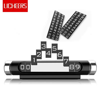 Licheers Rotary Switch Stop Sign Hidden Type Car Temporary Parking Card Metal Luminous Number Plate for Car