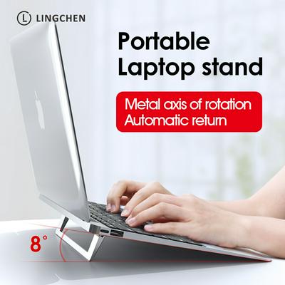 Lingchen Multifunctional Portable Laptop Folding Heat Dissipation Stand Aluminum Alloy Invisible Storage Holder for Notebook/Tablet PC