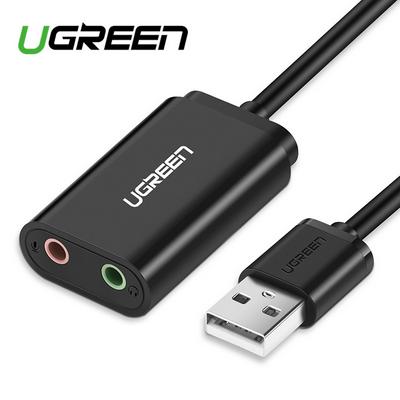 UGREEN USB Sound Card External Stereo Sound Adapter with 3.5mm Headphone and Microphone Jack for PS4, Computer