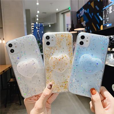 Glitter Powder Drop Glue Shockproof with Love Airbag Kickstand Soft TPU Back Cover Case for iPhone 11 Pro 5.8