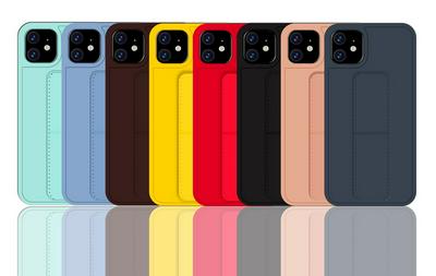 Leather Coated Phone Case for iPhone 11, Scratch Resistant Phone Cover with Hand Strap Bracket