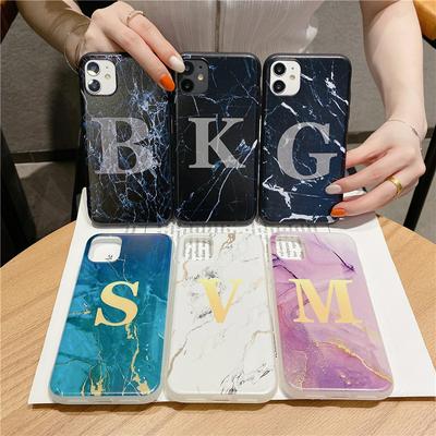 Letter Marble Pattern Shockproof Anti-Scratch Soft TPU Back Cover Case for iPhone 11 Pro (5.8)