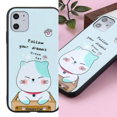 Cute Cartoon Pattern Phone Case for iPhone 11, Following Its Dream Cat Phone Cover