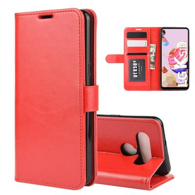 R64 Pattern Single Folding Edge Left and Right Open Scratch Resistant PU Leather Phone Cover with Stand and Card Slots for LG K51S 
