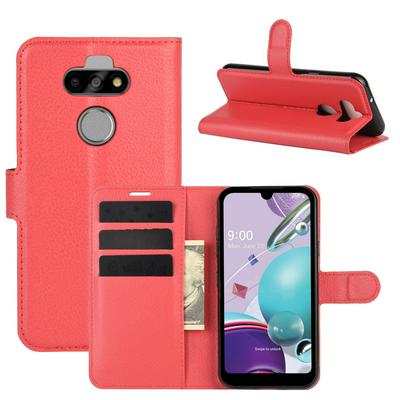 Solid Color Litchi Pattern Shock-Absorption Side Flip PU Leather + Soft TPU Card Slots with Magnetic Buckle and Stand Wallet Case for LG K31 / Aristo 5 / Aristo 5 Plus