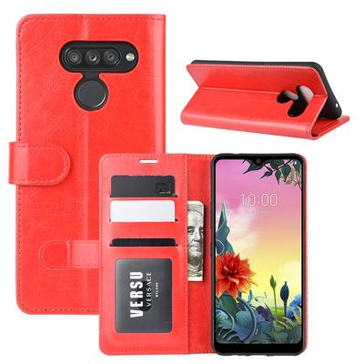 R64 Pattern Single Fold Edge Side Flip Shockproof PU Leather + Soft TPU Magnetic Buckle with Card Slots and Stand Wallet Protective Case for LG K50S
